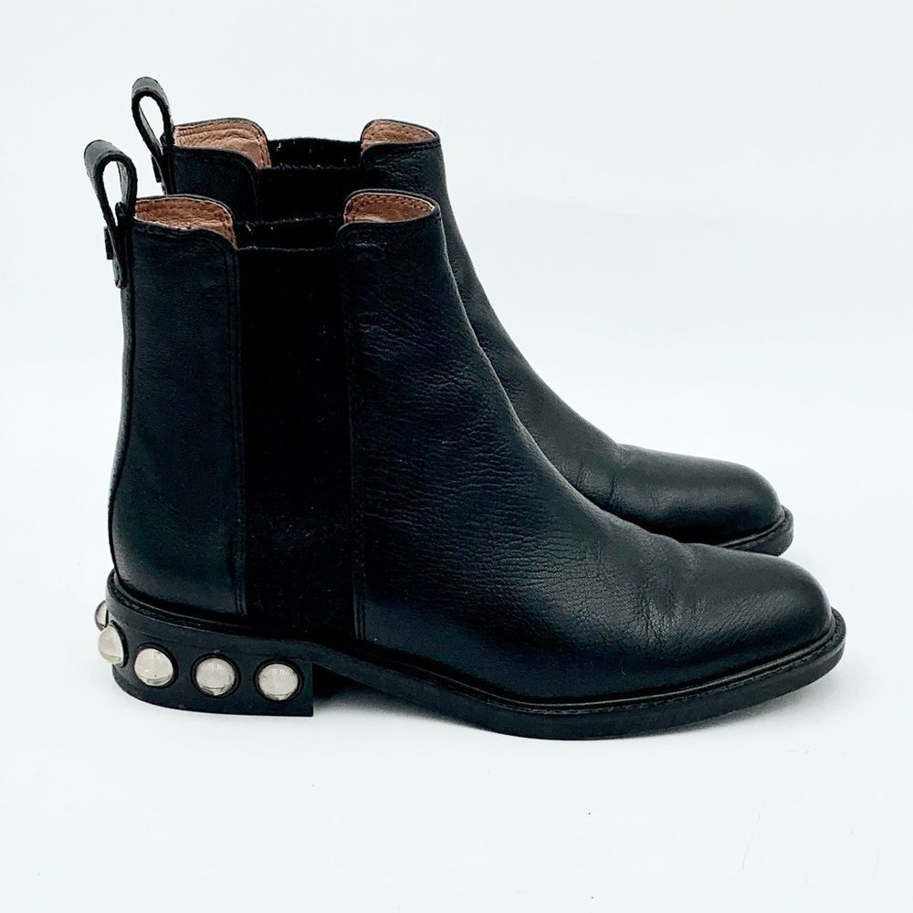 Louise et Cie Lemmy Stud Heel Chelsea Boots Black Leather Size 7.5